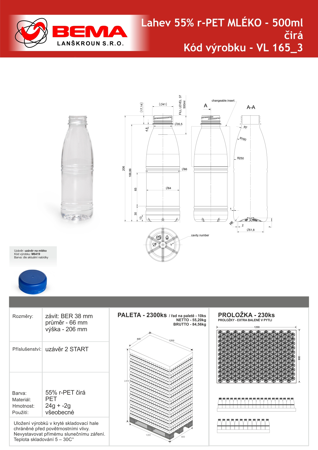 PET MLEKO 500ml R-PET-ČIRA  31-1-2025